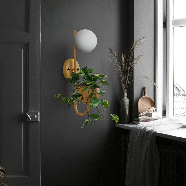 Sphere Wall Sconce with Planter Shelf