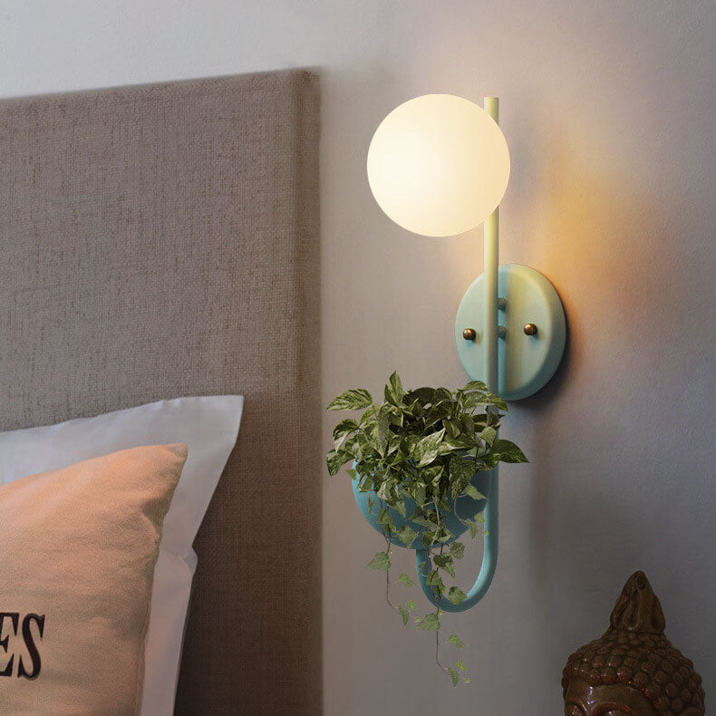 Sphere Wall Sconce with Planter Shelf