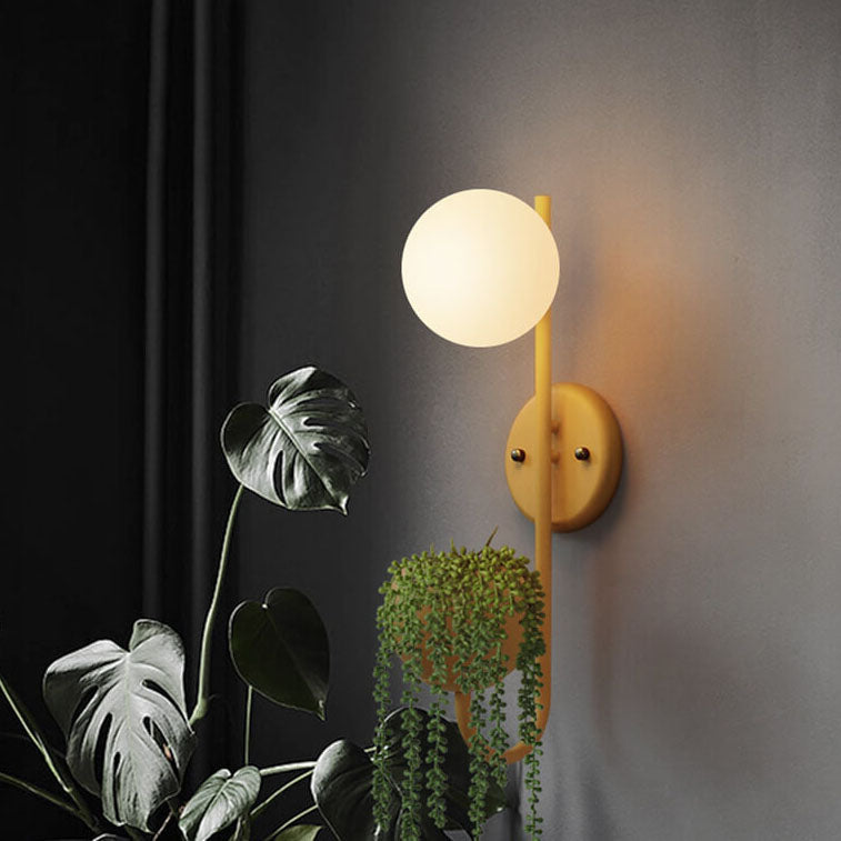 Sphere Wall Sconce with Planter Shelf