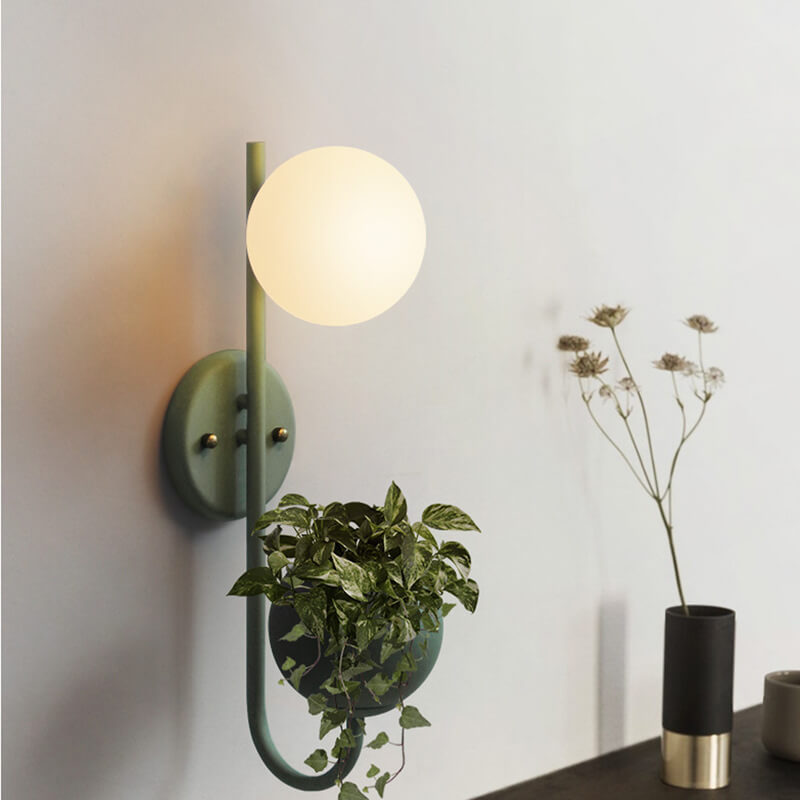 Sphere Wall Sconce with Planter Shelf