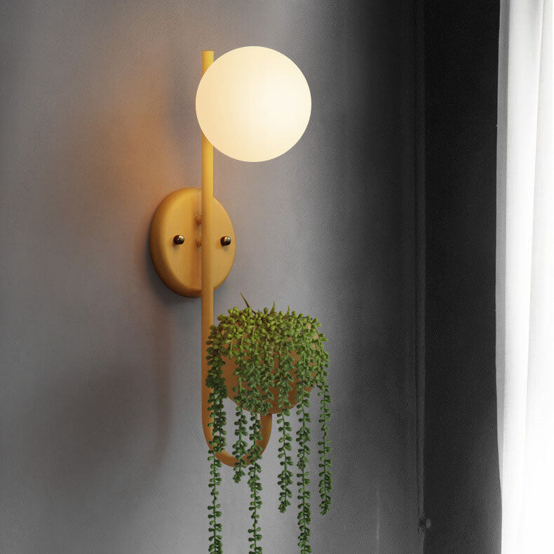 Sphere Wall Sconce with Planter Shelf