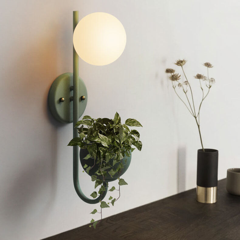 Sphere Wall Sconce with Planter Shelf