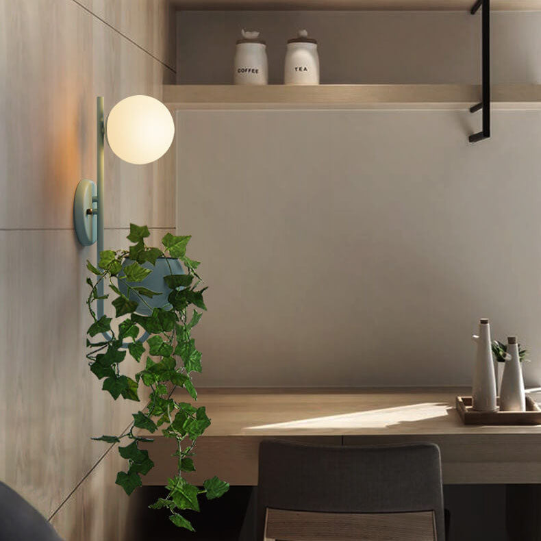 Sphere Wall Sconce with Planter Shelf