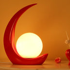 Crescent Moon Resin Table Lamp - 1-Light Design