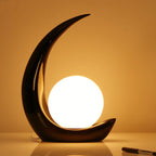 Crescent Moon Resin Table Lamp - 1-Light Design