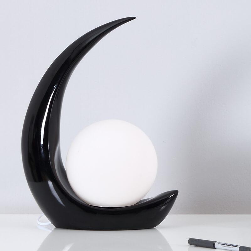 Crescent Moon Resin Table Lamp - 1-Light Design