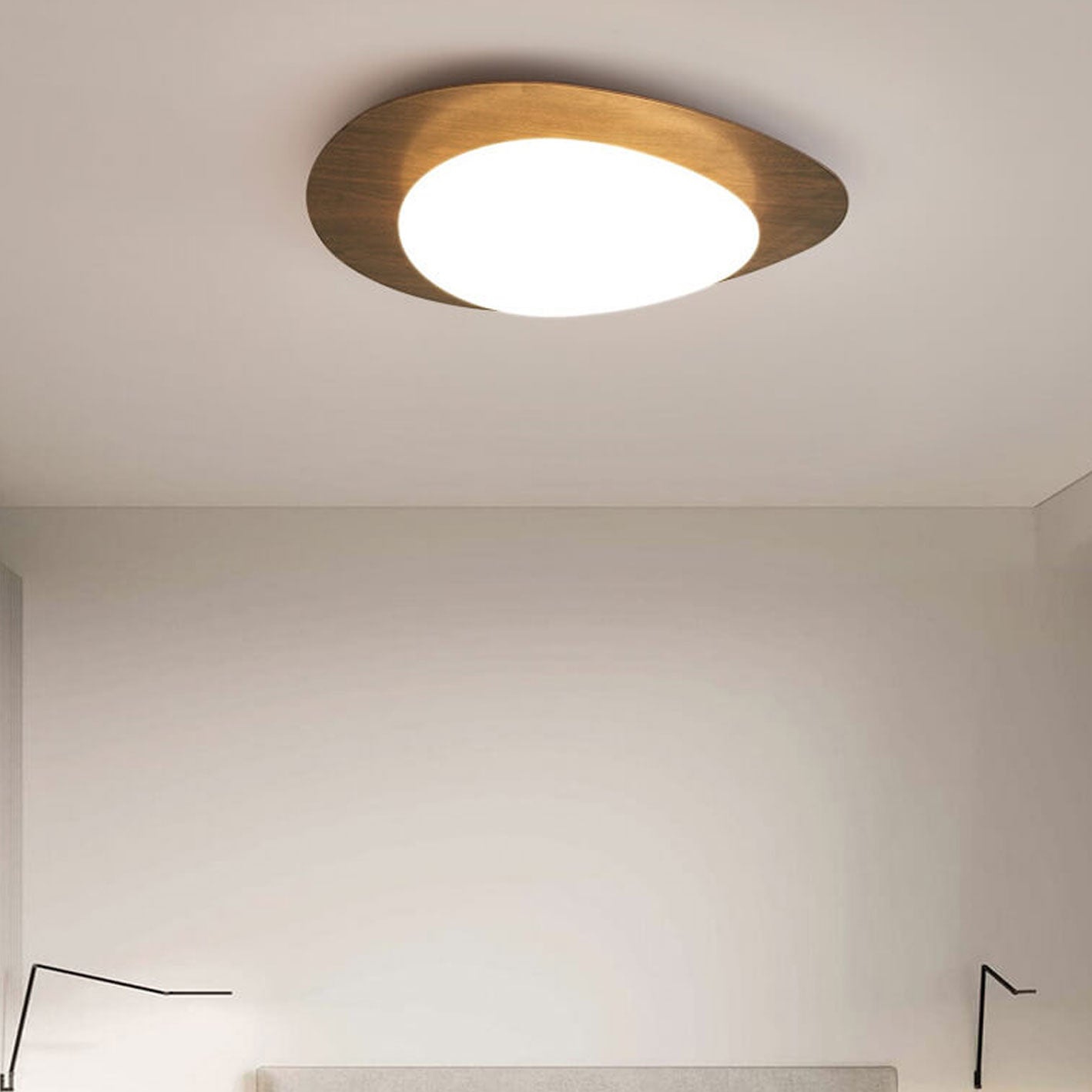 Nordic Wood Grain Pebble LED Flush Mount Ceiling Light
