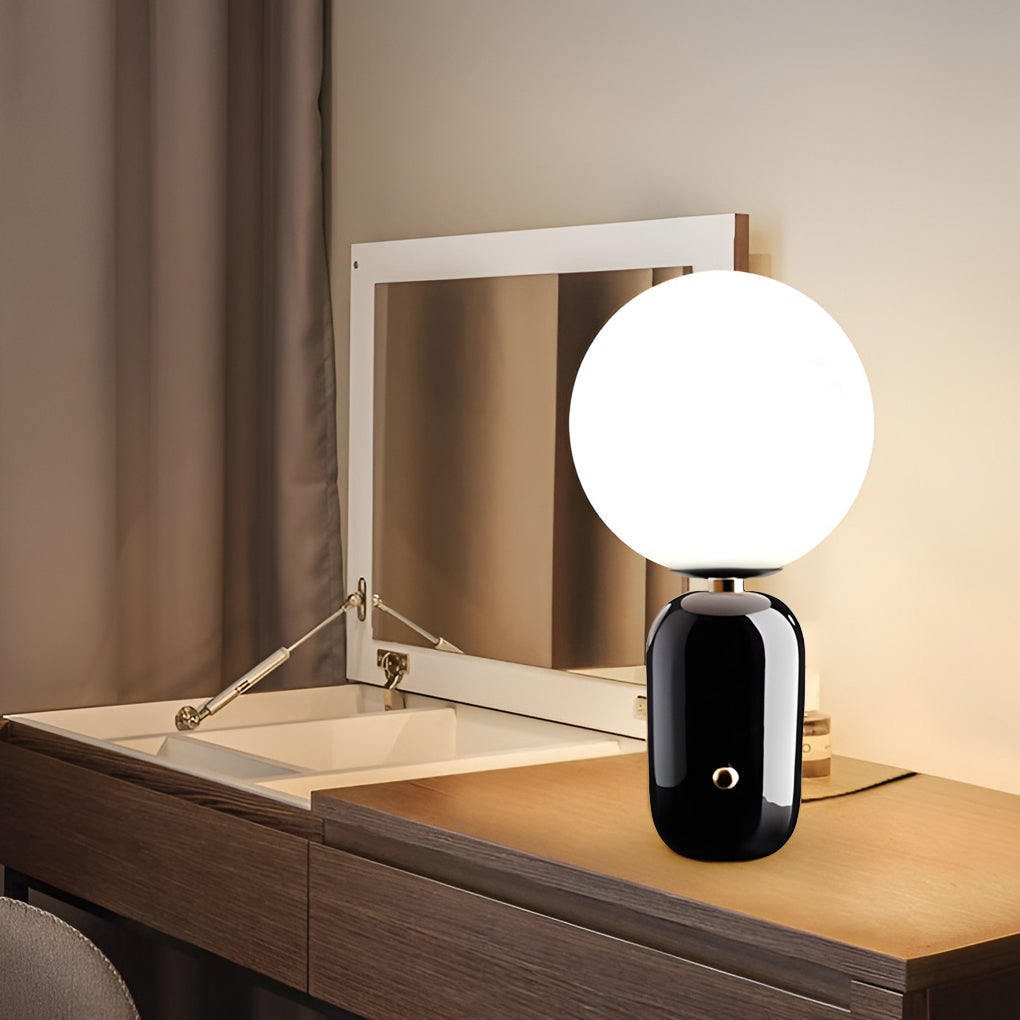 Contemporary Large Glass Globe LED Accent Table Lamp