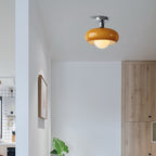 Contemporary Glass Egg Tart 1-Light Flush Mount Fixture