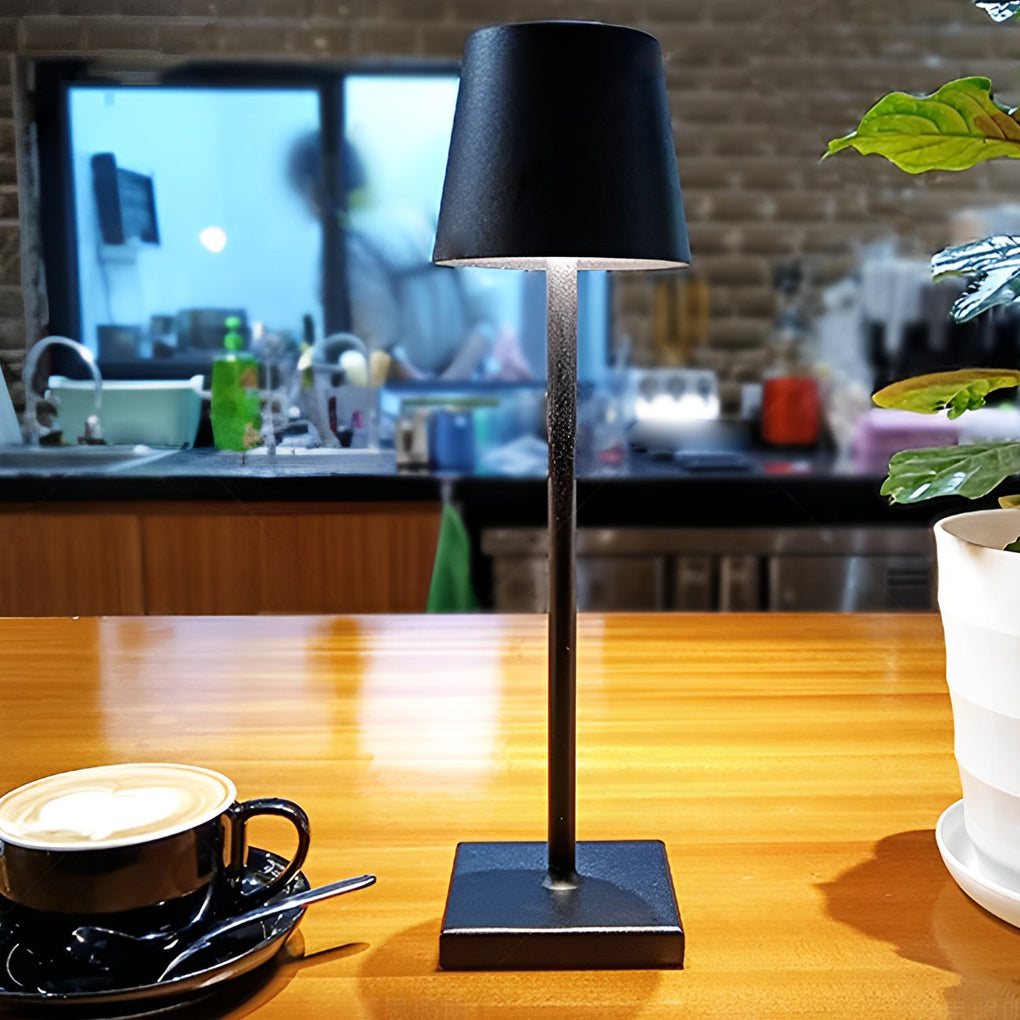 Rechargeable Aluminum Touch-Control Table Lamp - Top Hat Design