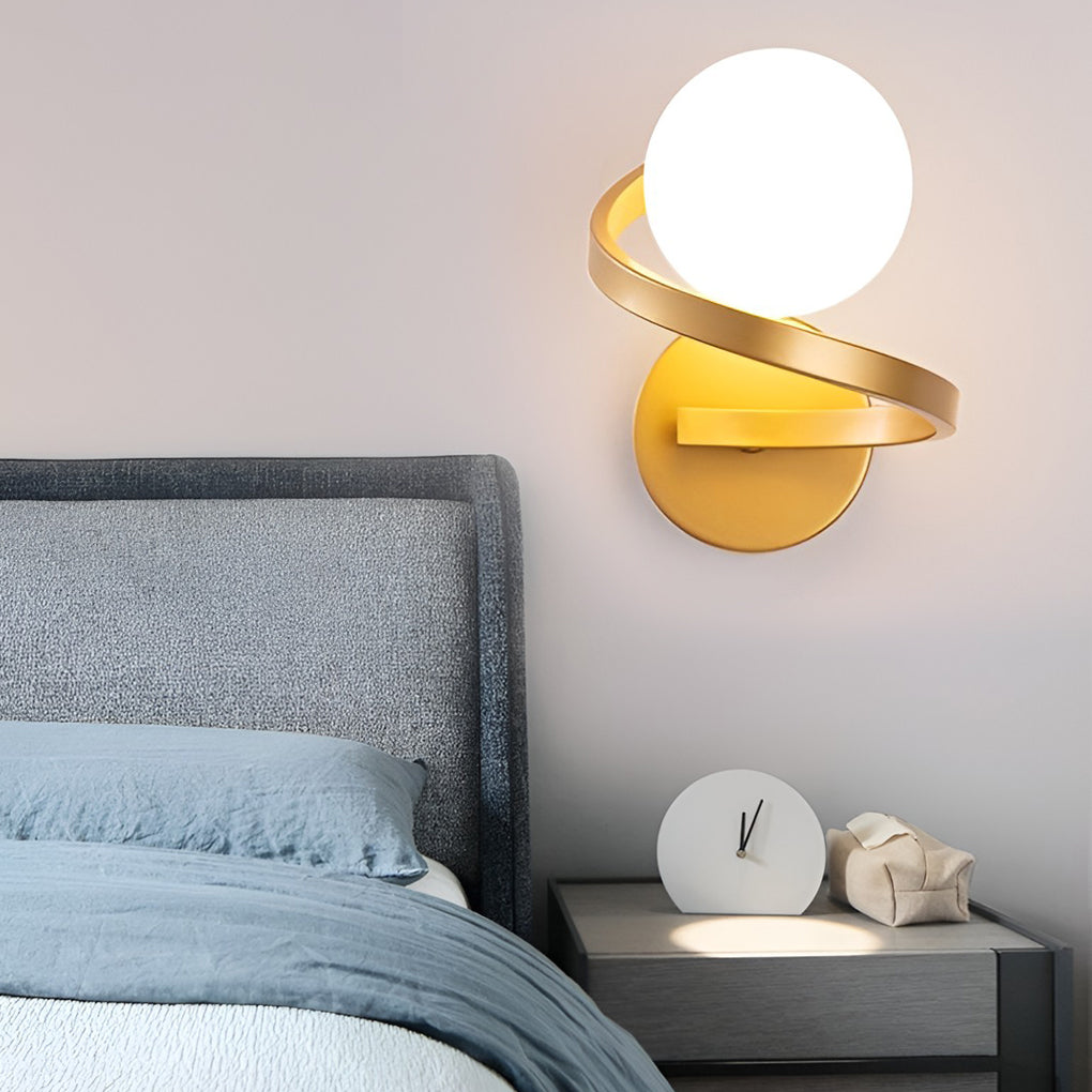 Curved Metal LED Wall Lights for Modern Bedrooms
