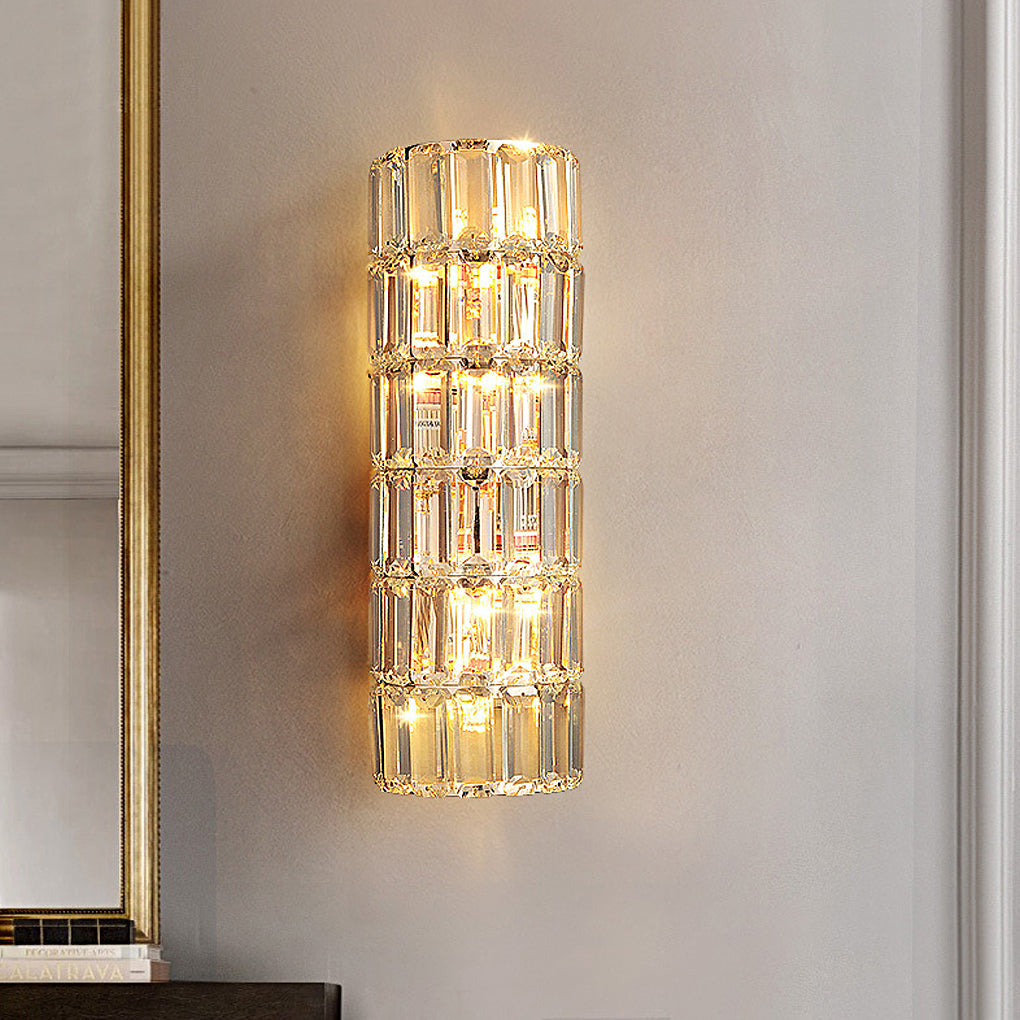 Luxury Crystal Three-Step Dimming Round Rectangular Wall Lamp