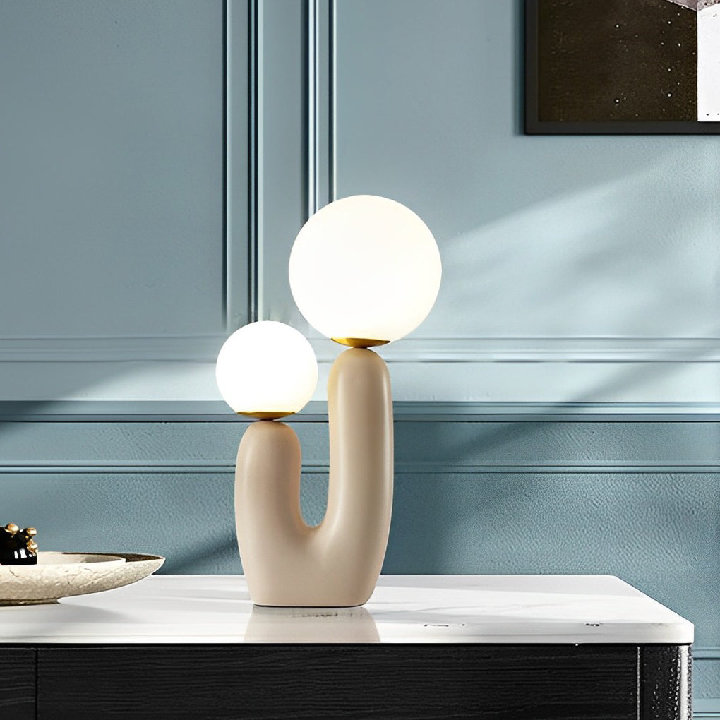 Beige Cactus LED Accent Table Lamp - 2-Light Modern Design