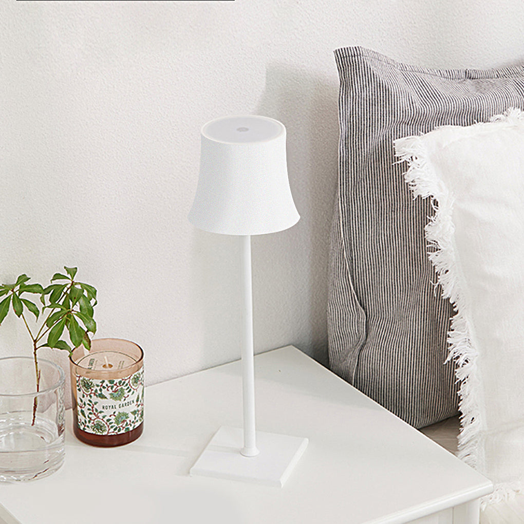 15-Inch Cordless Modern Metal Table Lamp in Black and White