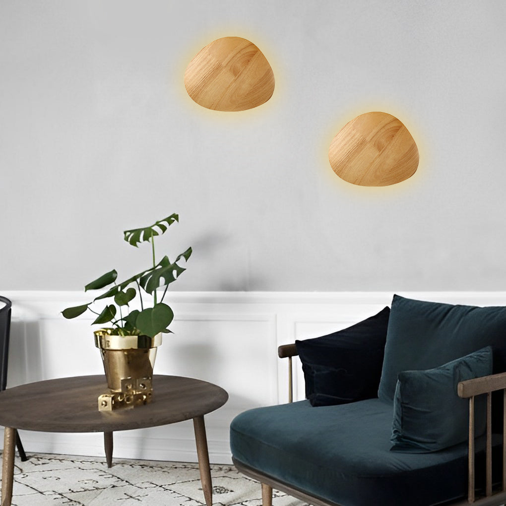 Nordic Wood LED Wall Sconce - Round Oval Bedside Lamp