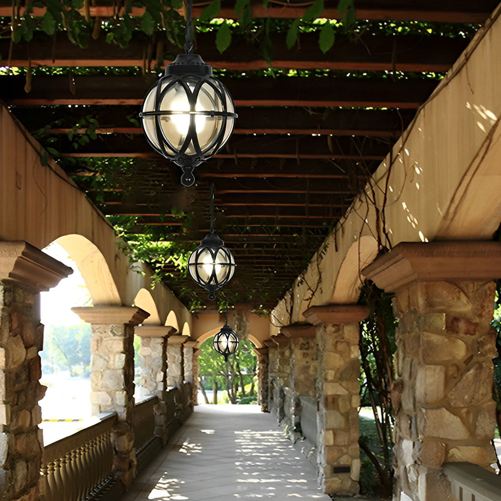 Premium Metal Orb Outdoor Ceiling Light - Moisture-Proof Pendant