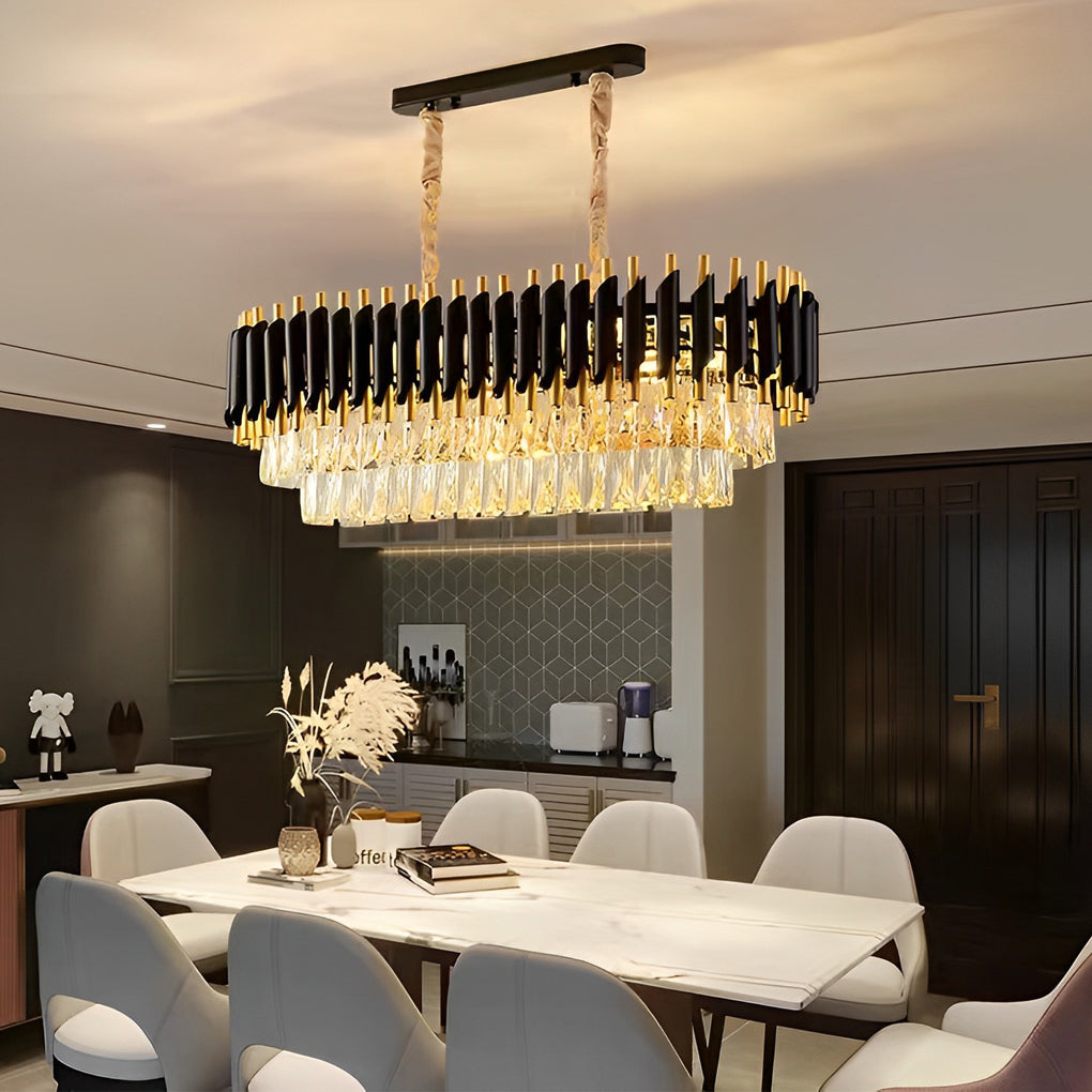 Luxury Round Oval Crystal Chandelier with Three-Step Dimming