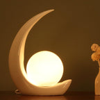 Crescent Moon Resin Table Lamp - 1-Light Design