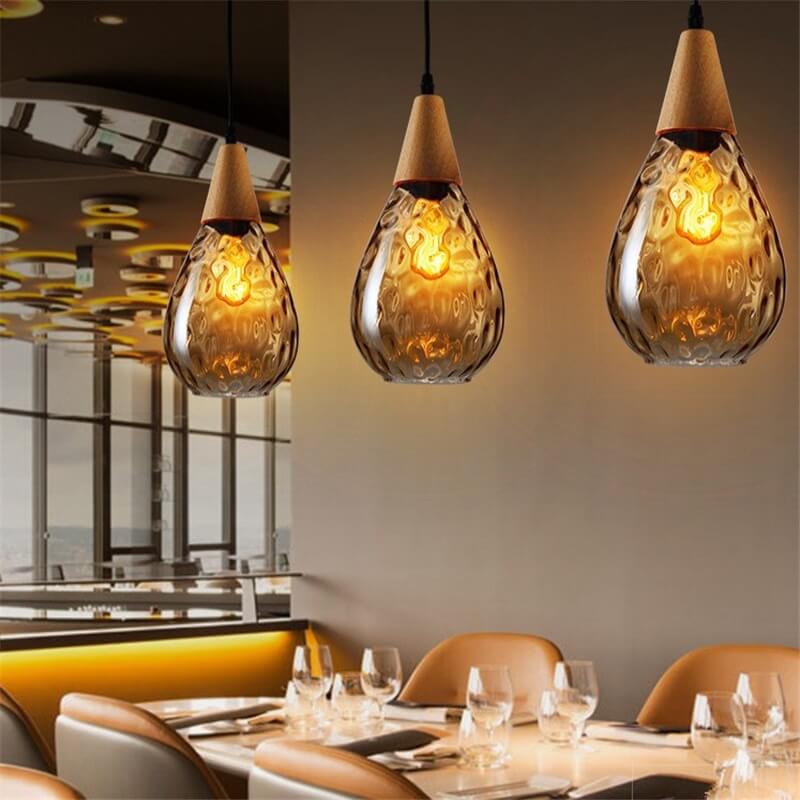 Premium Water Ripple Glass Drop Pendant Light - 1-Light Fixture