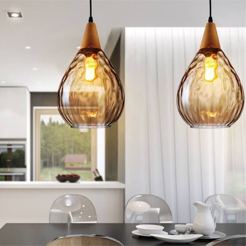 Premium Water Ripple Glass Drop Pendant Light - 1-Light Fixture