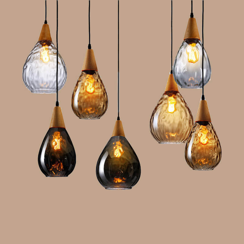 Premium Water Ripple Glass Drop Pendant Light - 1-Light Fixture