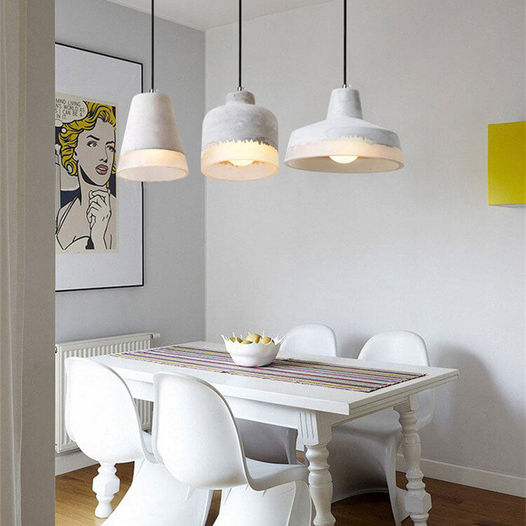 Minimalist Grey Cement Pendant Light - 1-Light Design