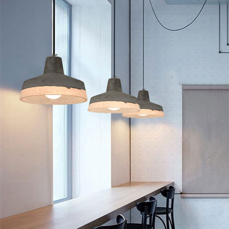 Minimalist Grey Cement Pendant Light - 1-Light Design