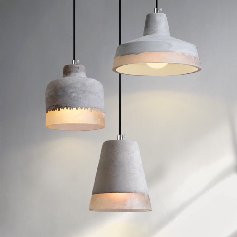 Minimalist Grey Cement Pendant Light - 1-Light Design