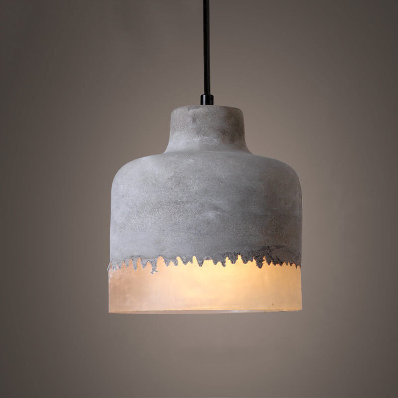 Minimalist Grey Cement Pendant Light - 1-Light Design