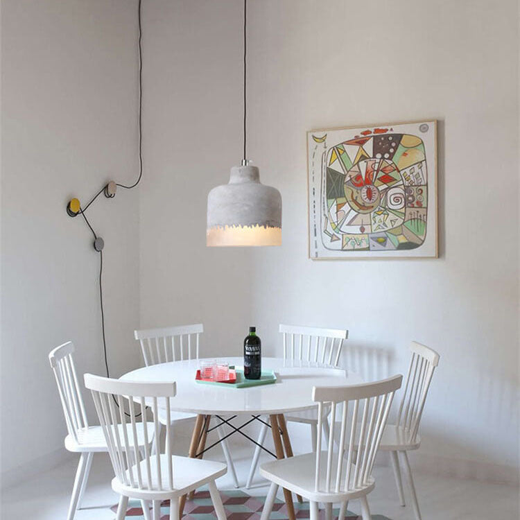 Minimalist Grey Cement Pendant Light - 1-Light Design