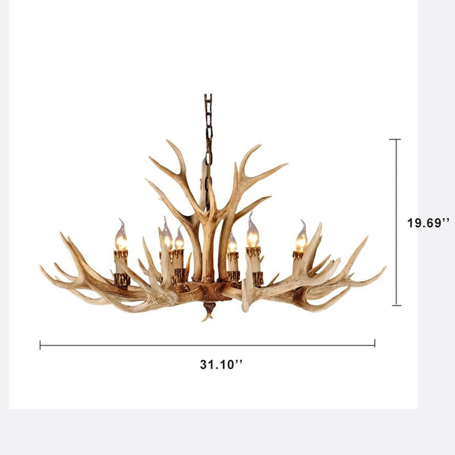 Rustic Antler Resin 6-Light Chandelier