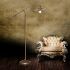 Premium Industrial Bronze 1-Light Floor Lamp with Adjustable Boom Arm