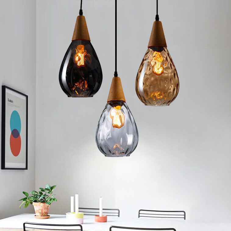 Premium Water Ripple Glass Drop Pendant Light - 1-Light Fixture