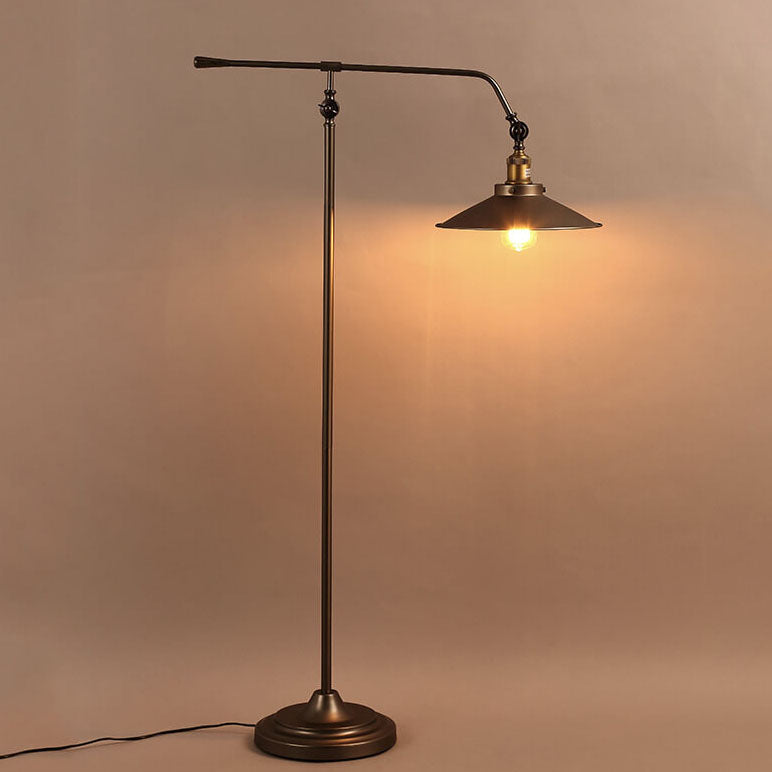 Premium Industrial Bronze 1-Light Floor Lamp with Adjustable Boom Arm