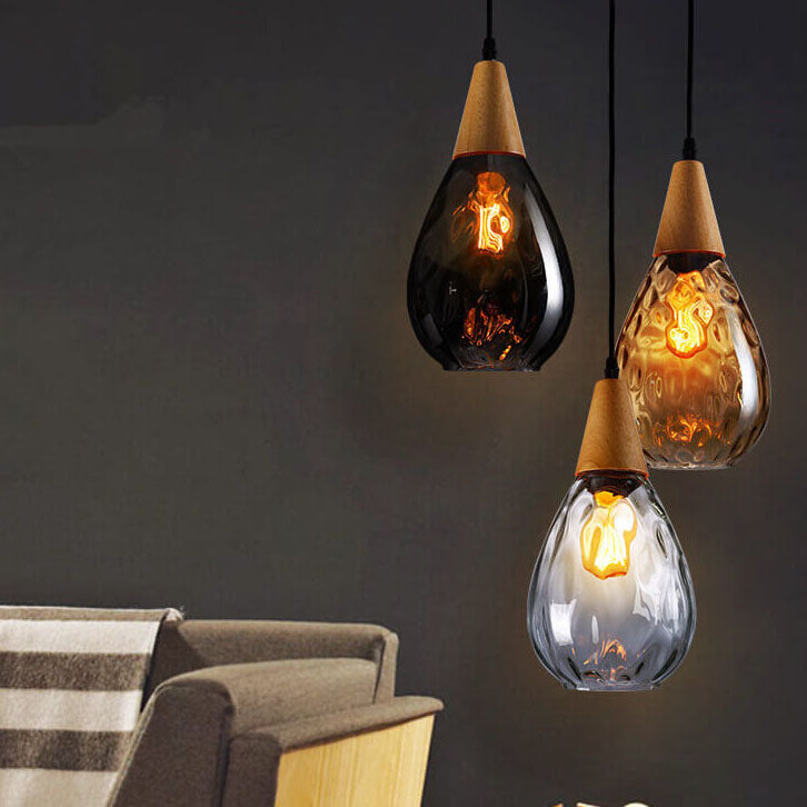 Premium Water Ripple Glass Drop Pendant Light - 1-Light Fixture