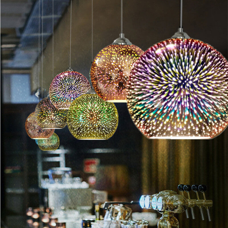 Fireworks Glass Dome Pendant Light