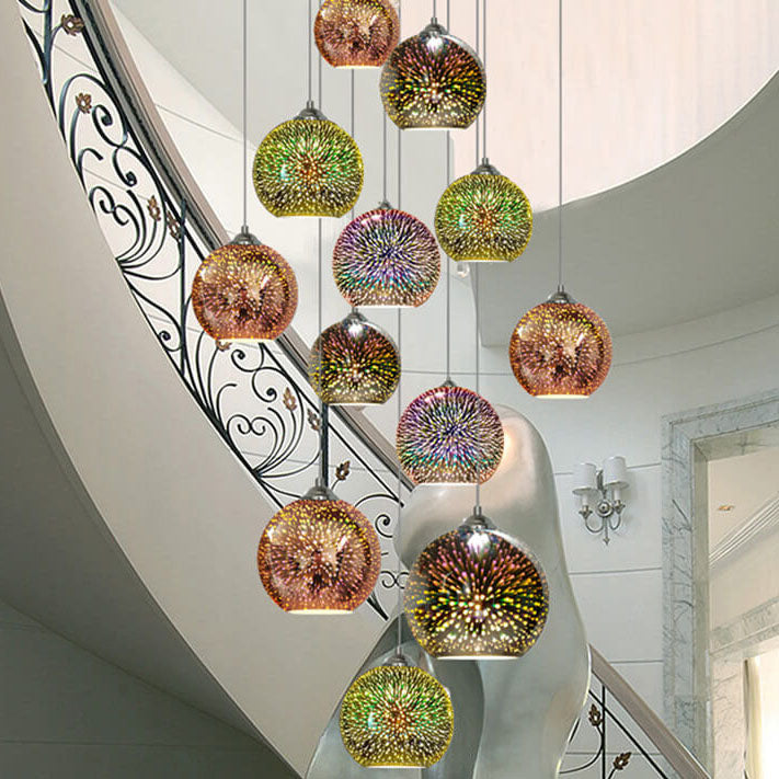 Fireworks Glass Dome Pendant Light
