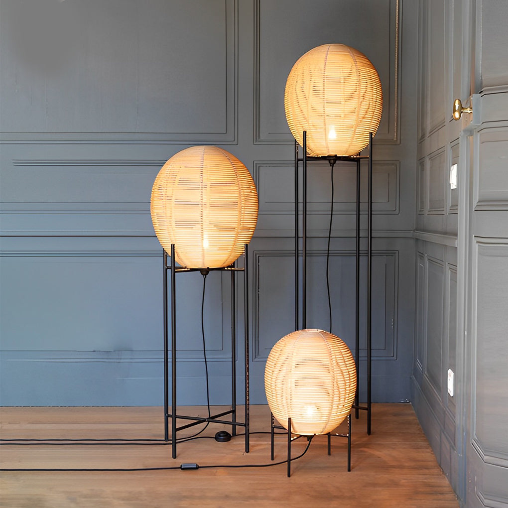 Boho Rattan and Metal Accent Floor Lamp