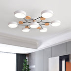Sputnik Chandelier - Artistic Metal and Wood Ceiling Light for Kids' Rooms