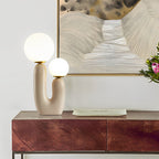 Beige Cactus LED Accent Table Lamp - 2-Light Modern Design