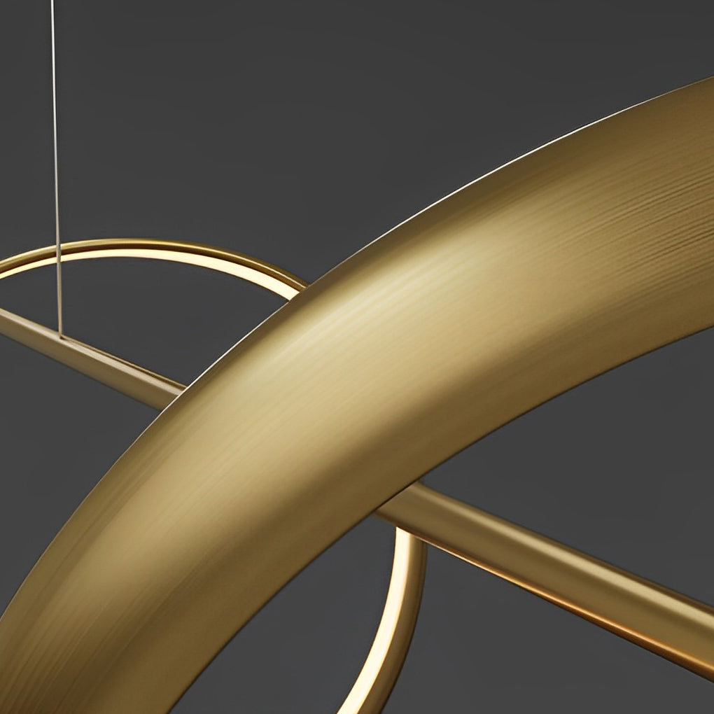 Modern Minimalist LED Copper Chandelier with Wave Design for Dining Rooms