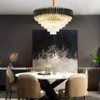 Luxury Round Oval Crystal Chandelier with Three-Step Dimming