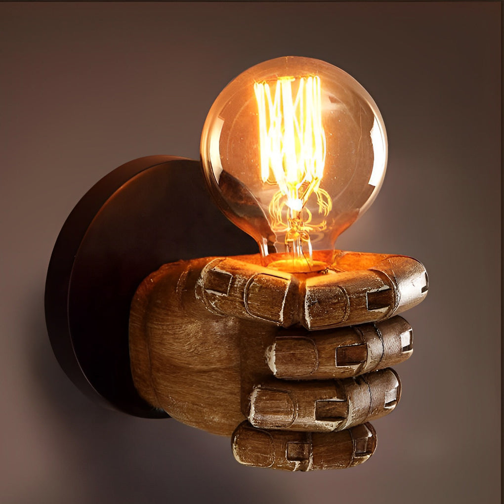 Retro Industrial Resin Hand Fist Wall Sconce Lamp