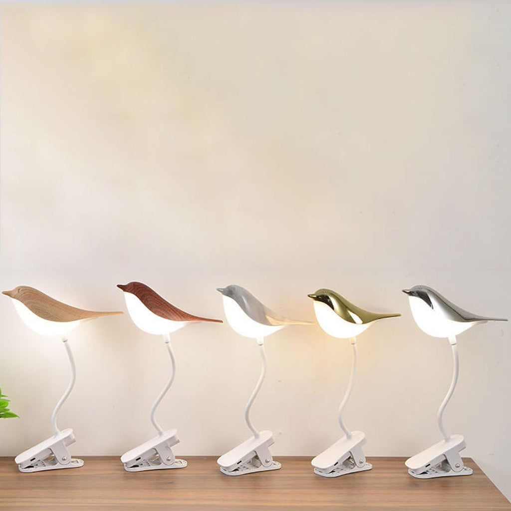 Nordic Bird Clip LED Night Light - USB Rechargeable Table Lamp