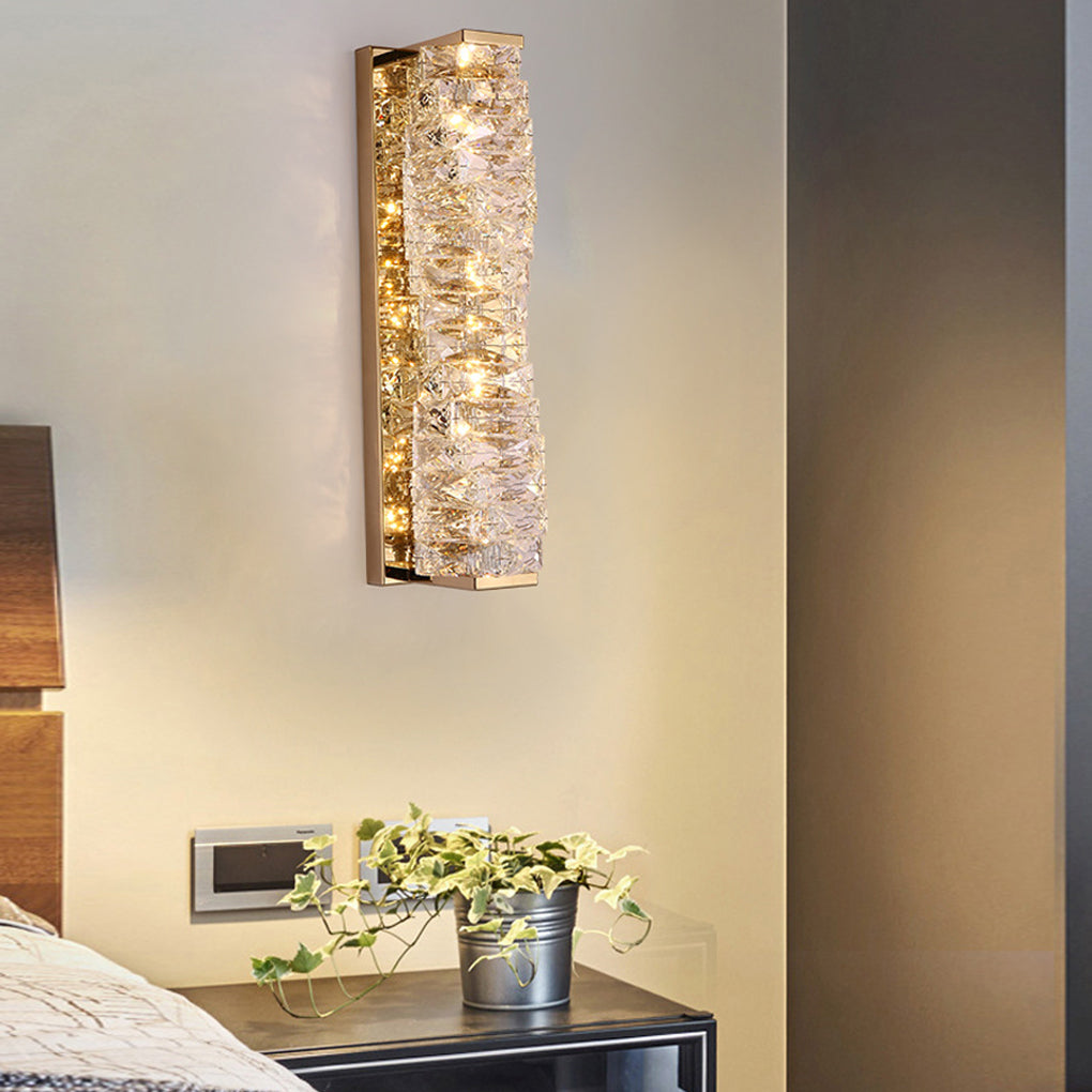 Modern LED Crystal Wall Sconce with Three-Step Dimming