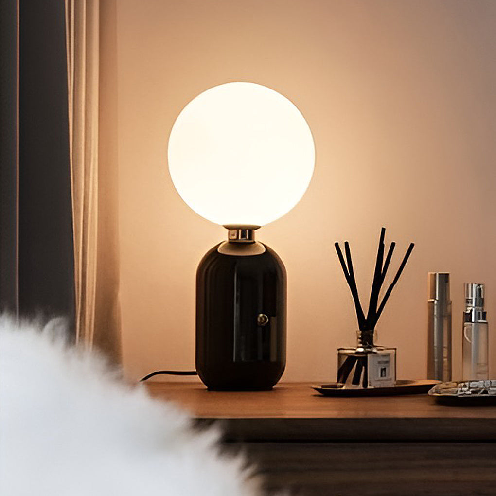 Contemporary Large Glass Globe LED Accent Table Lamp