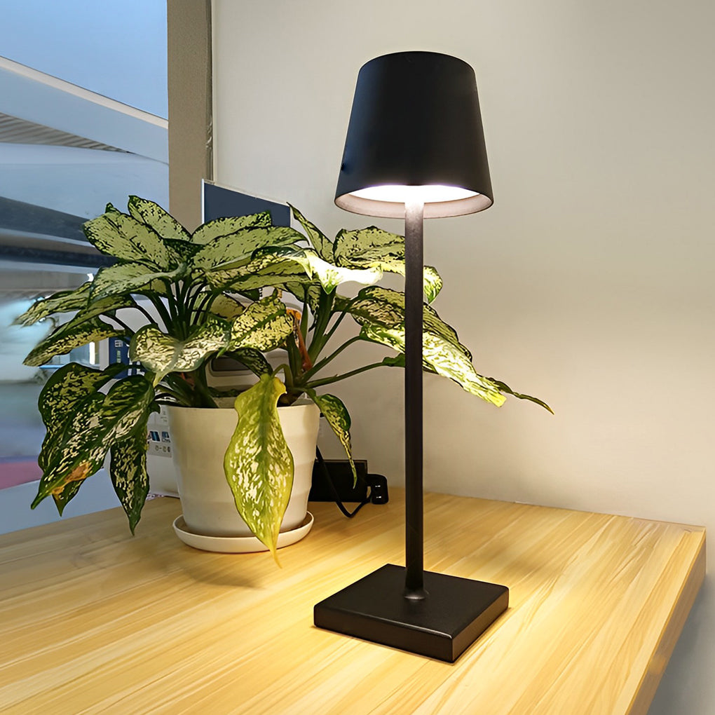 Rechargeable Aluminum Touch-Control Table Lamp - Top Hat Design