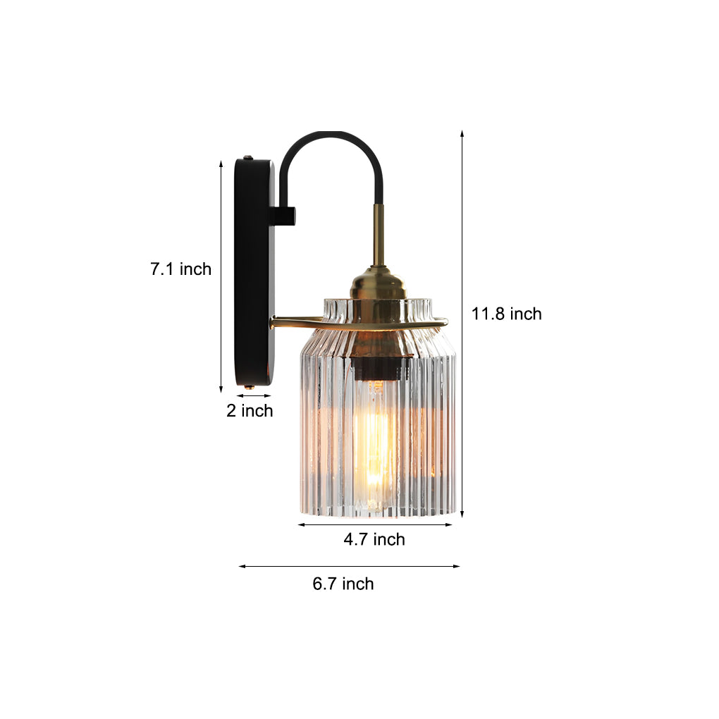 Modern LED Wall Sconce with Round Wavy Glass Shade