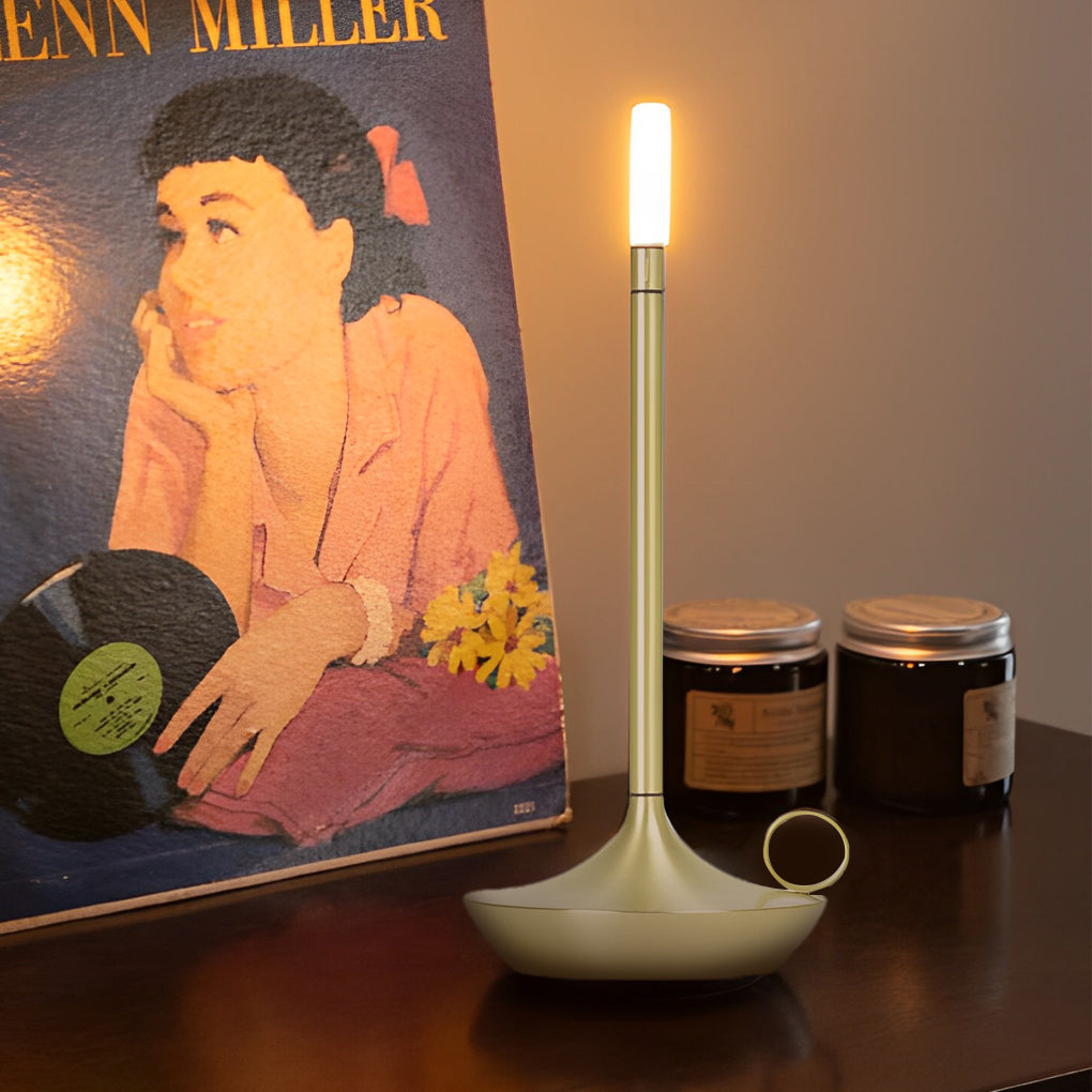 Minimalist Cordless LED Candle Wick Table Lamp