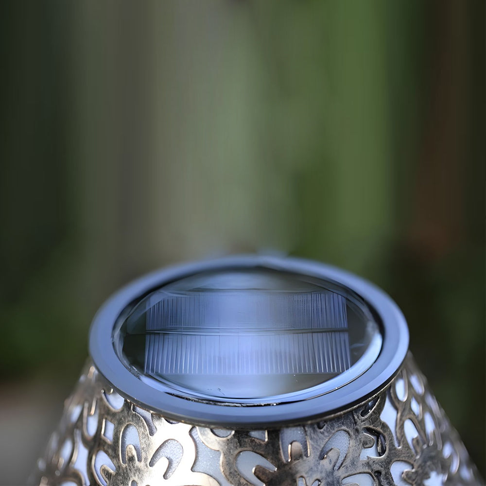 Premium Solar Silver Metal LED Outdoor Table Lamp - Waterproof Design